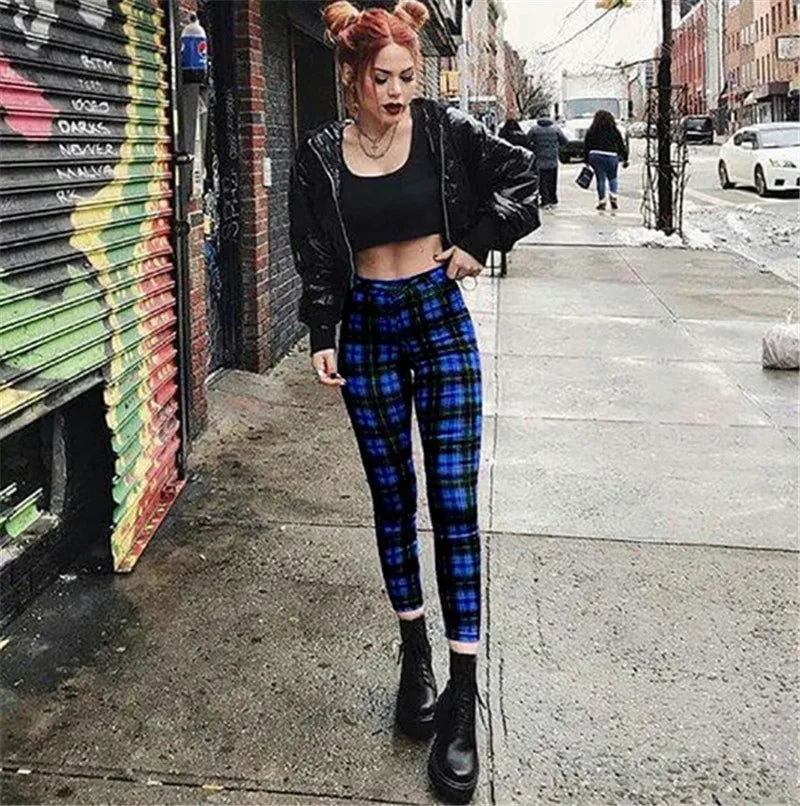 Plaid Street High Waist Leggings