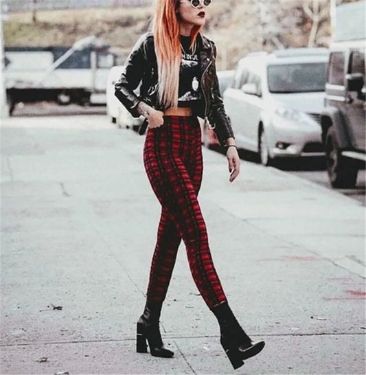 Plaid Street High Waist Leggings