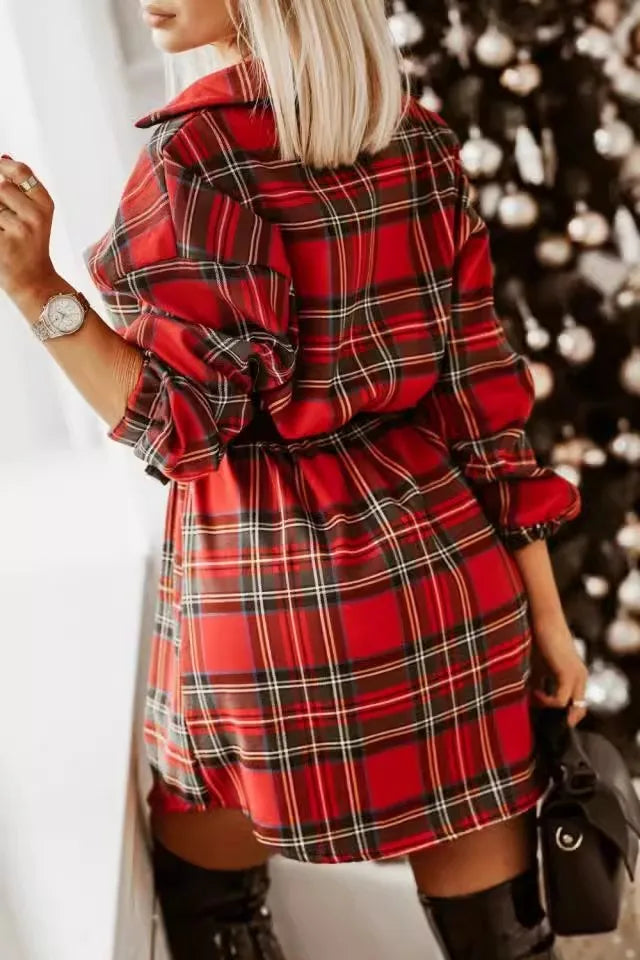 Christmas Plaid Be free style shirt dress