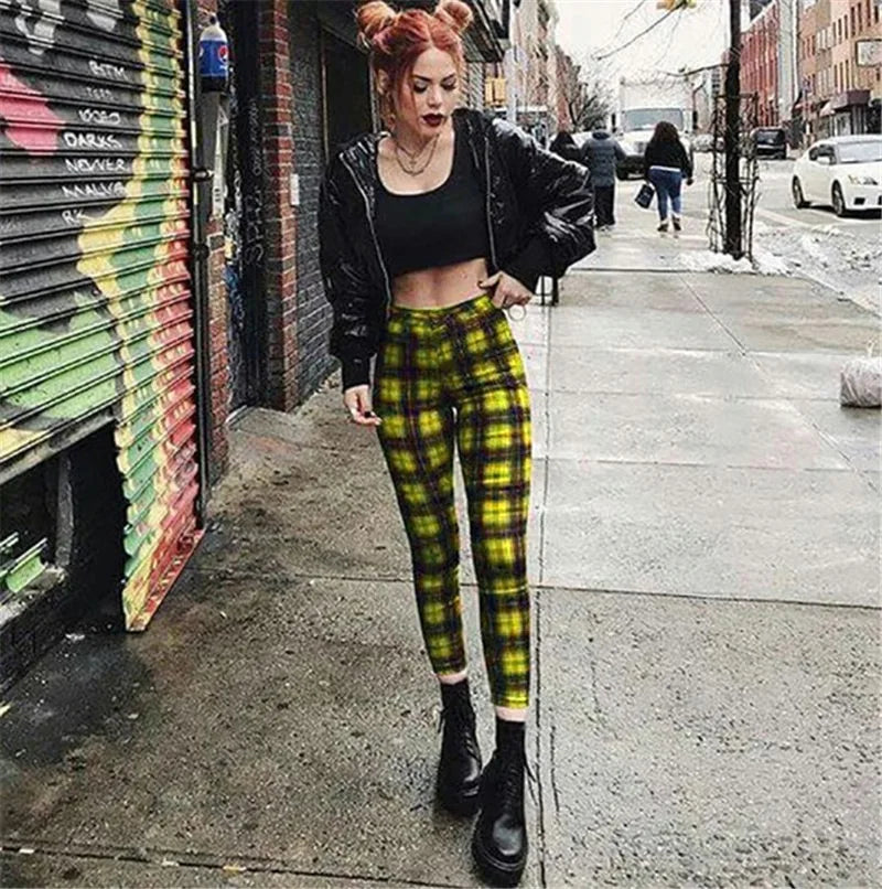 Plaid Street High Waist Leggings