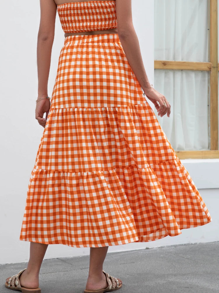 Bright Summer Checkered Light Skirt