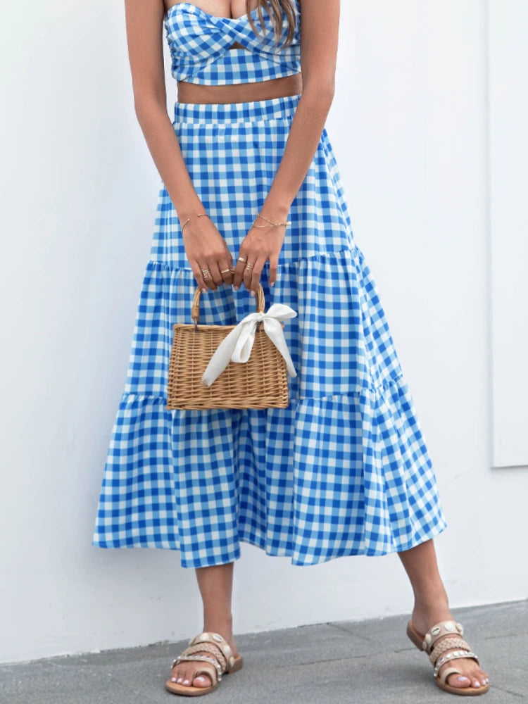 Bright Summer Checkered Light Skirt