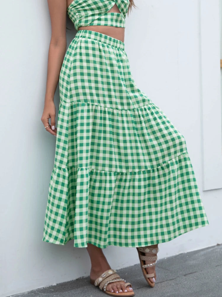 Bright Summer Checkered Light Skirt