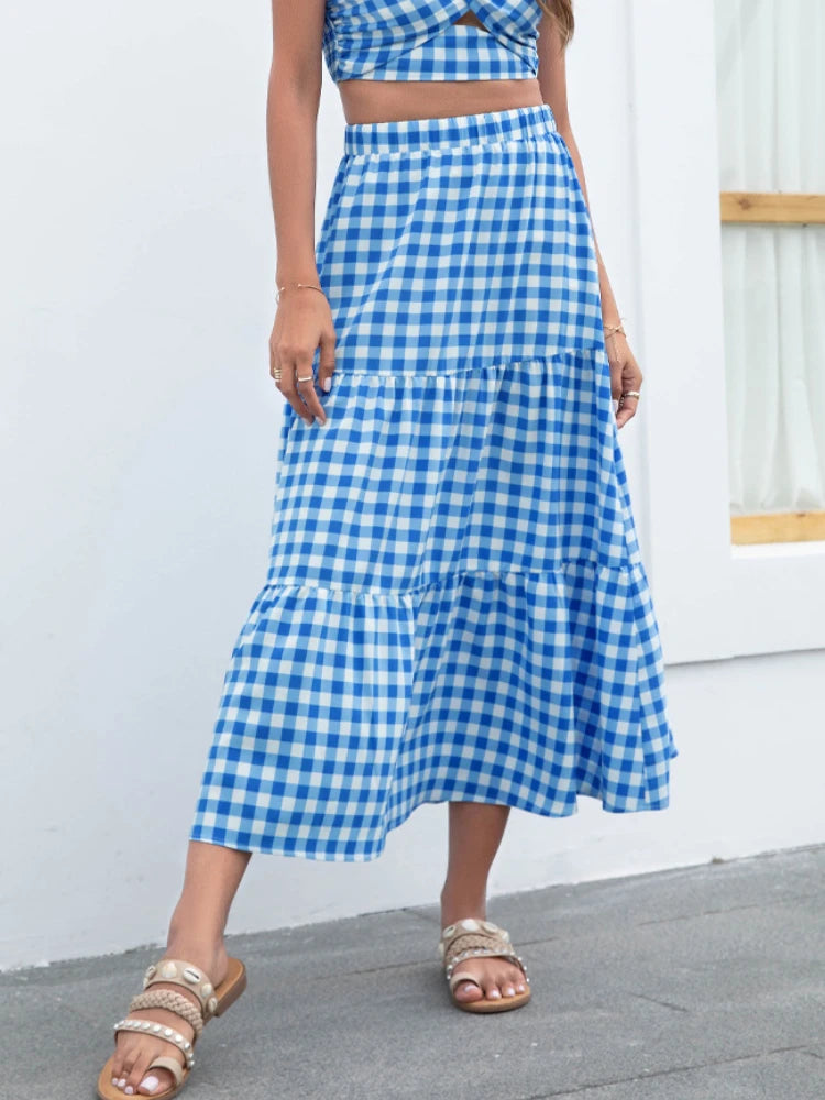 Bright Summer Checkered Light Skirt