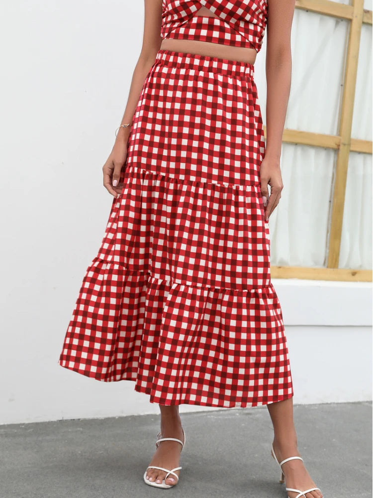 Bright Summer Checkered Light Skirt