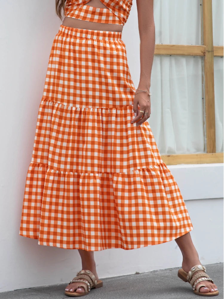 Bright Summer Checkered Light Skirt