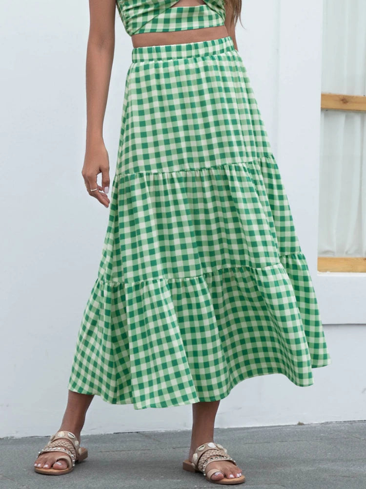 Bright Summer Checkered Light Skirt