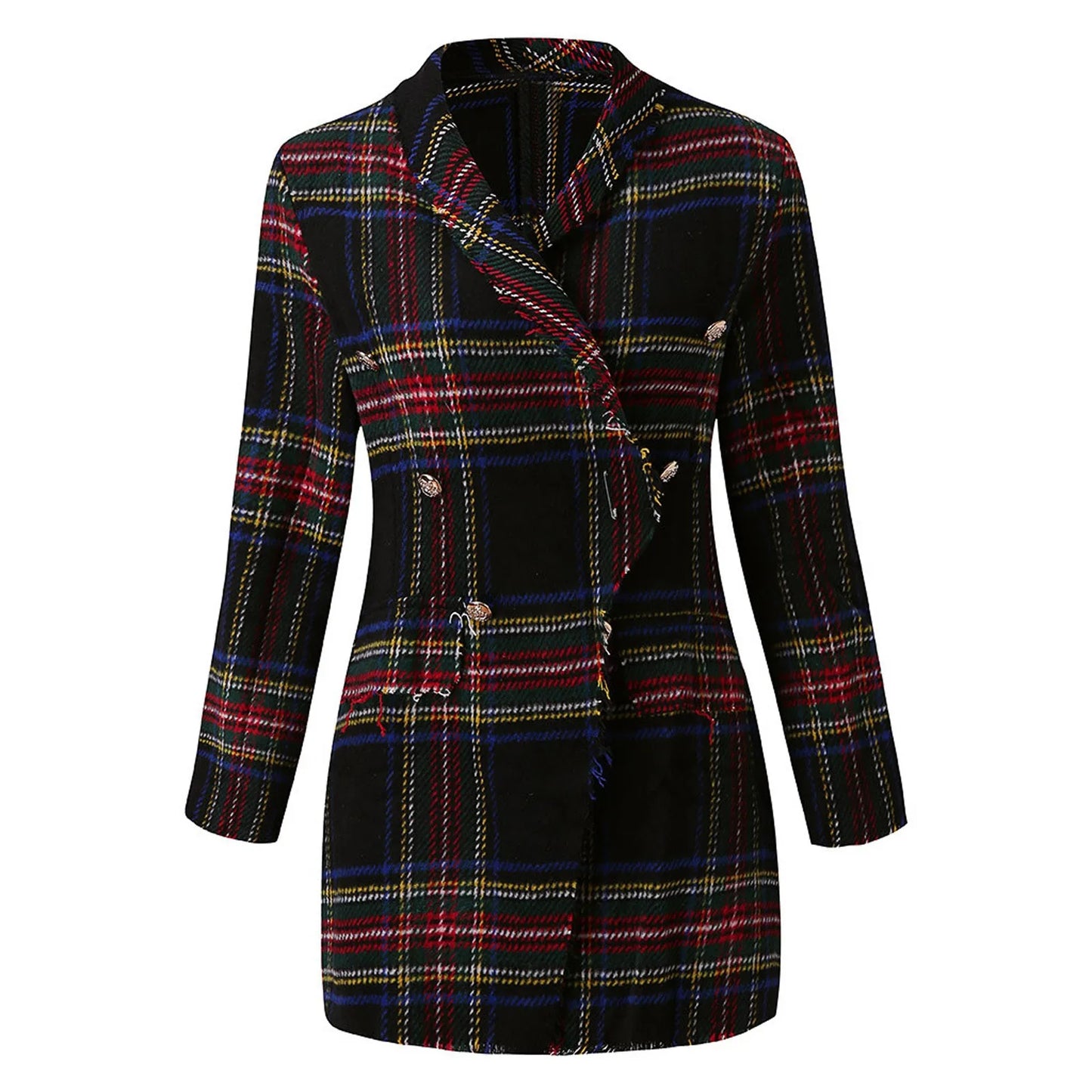 Business Lady Elegant Plaid Blazer