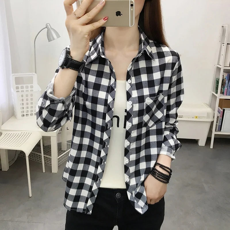 Casual Plaid Cardigan Shirts