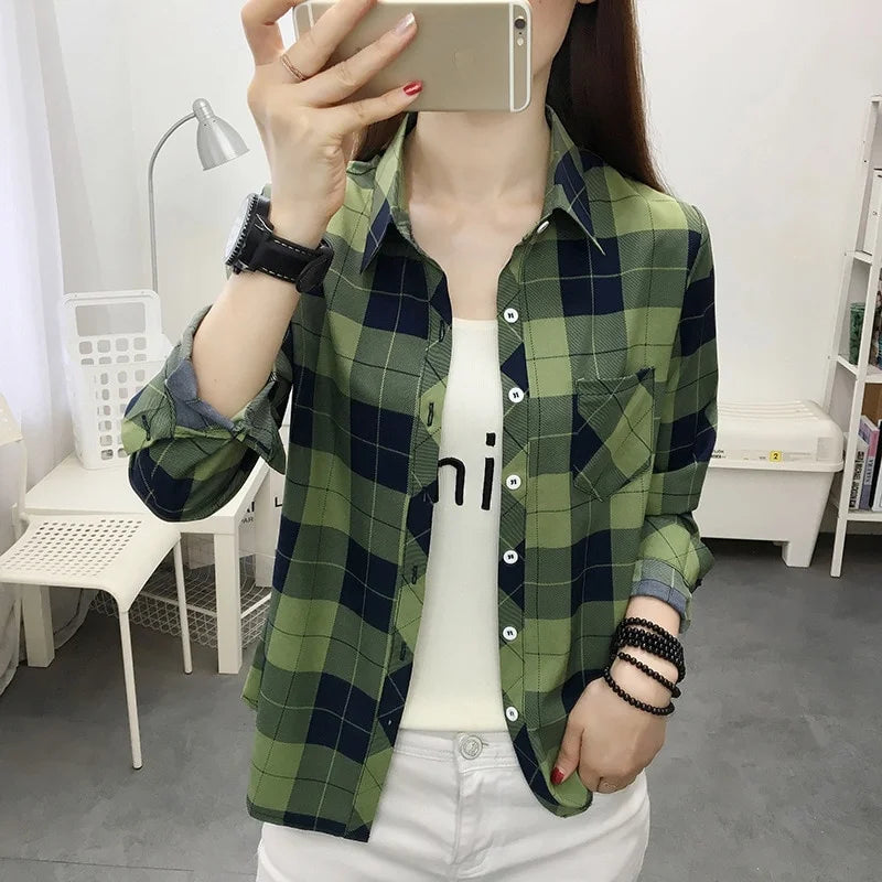 Casual Plaid Cardigan Shirts