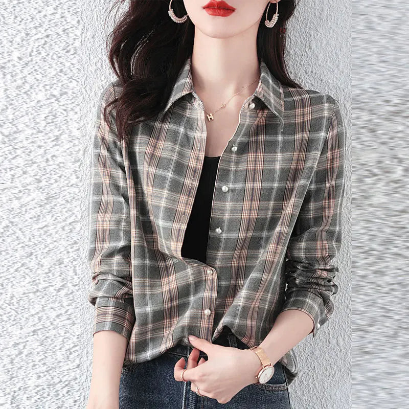 Casual Slim Long Sleeve Plaid Shirt