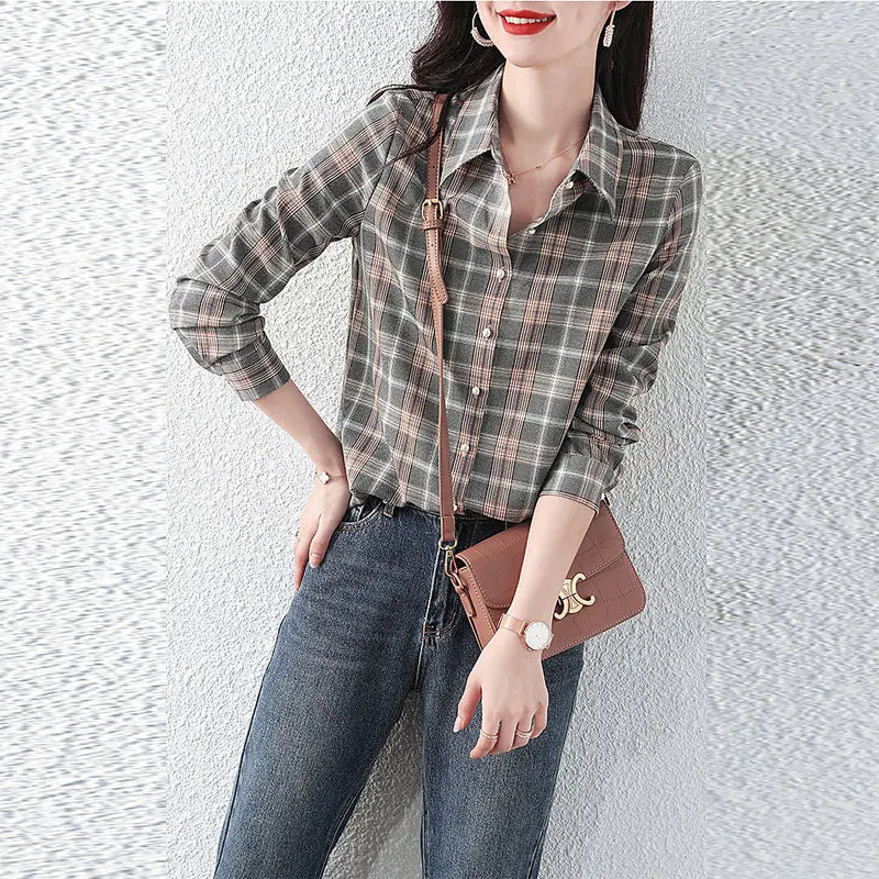 Casual Slim Long Sleeve Plaid Shirt