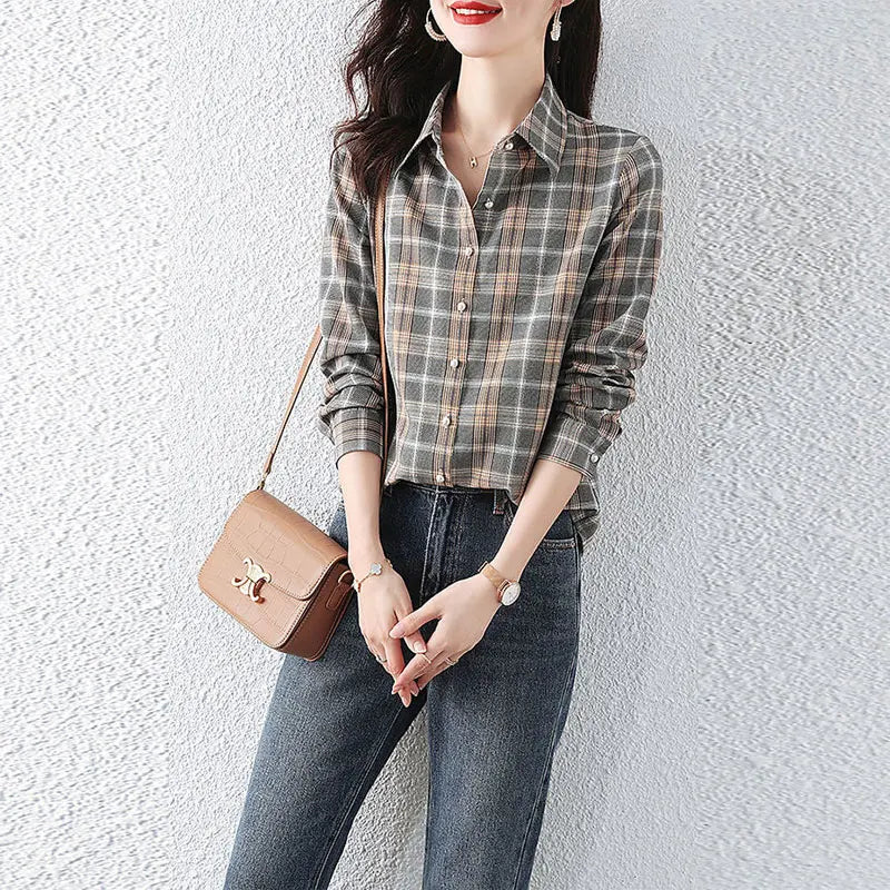 Casual Slim Long Sleeve Plaid Shirt