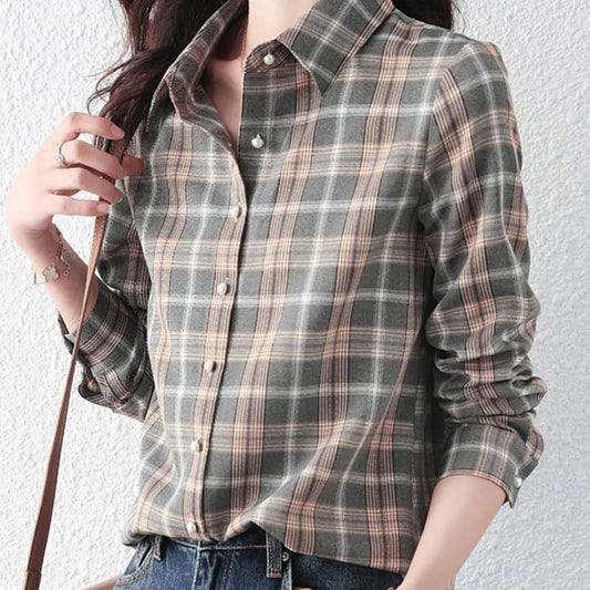 Casual Slim Long Sleeve Plaid Shirt