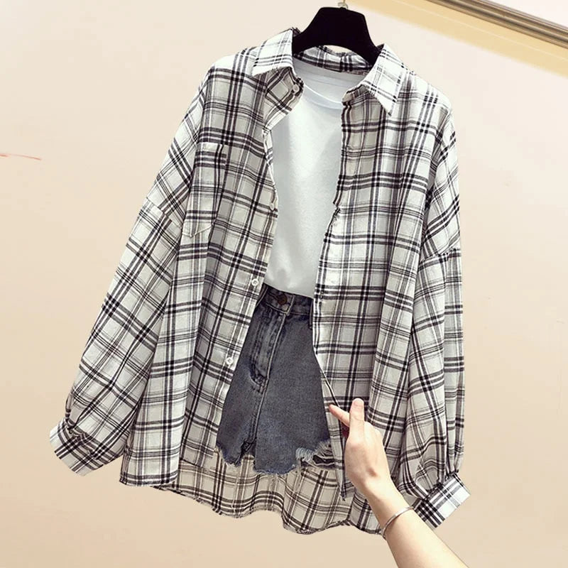 Chiffon Sun Protection Plaid Shirts