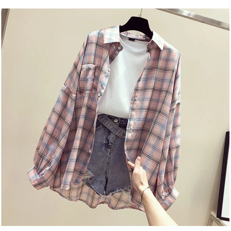 Chiffon Sun Protection Plaid Shirts