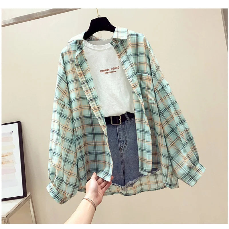 Chiffon Sun Protection Plaid Shirts