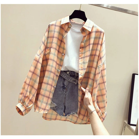 Chiffon Sun Protection Plaid Shirts