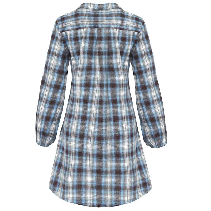 Collar Tunic Mini Dress Plaid