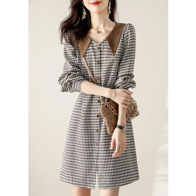 Elegant Business Plaid Dress