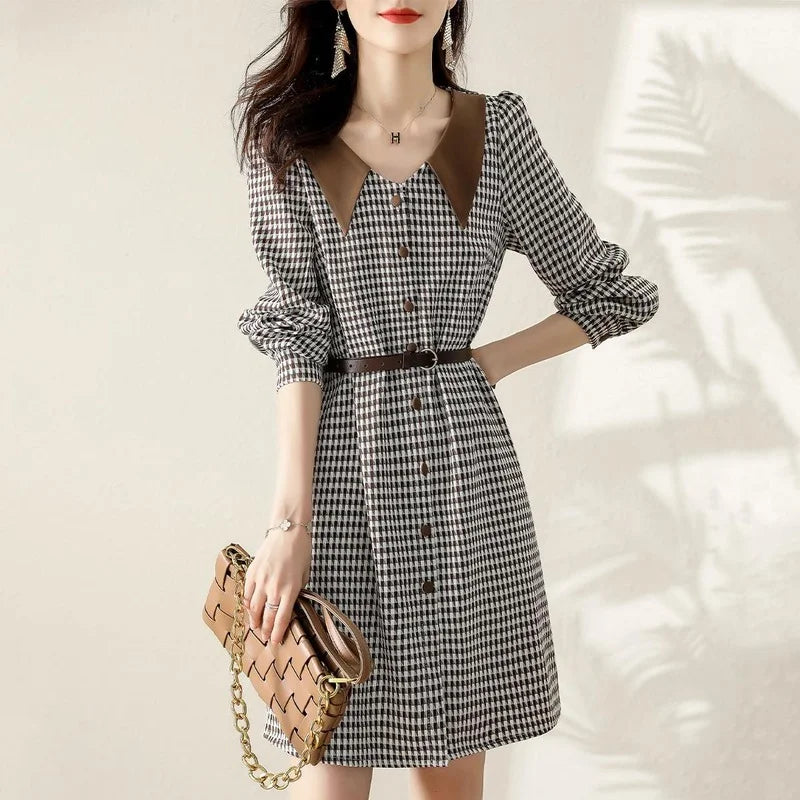 Elegant Business Plaid Dress