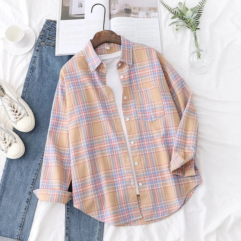 Elegant Casual Style Plaid Shirt Jacket