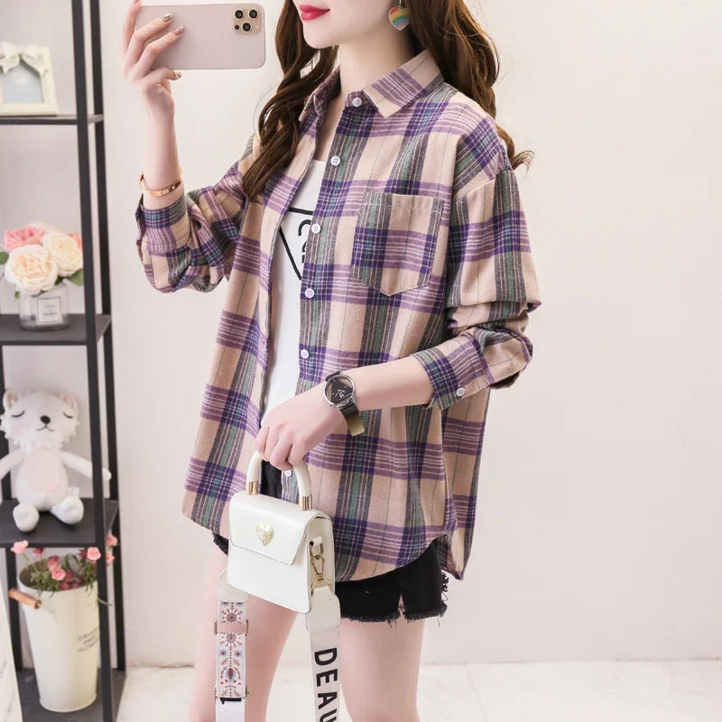 Elegant Casual Style Plaid Shirt Jacket