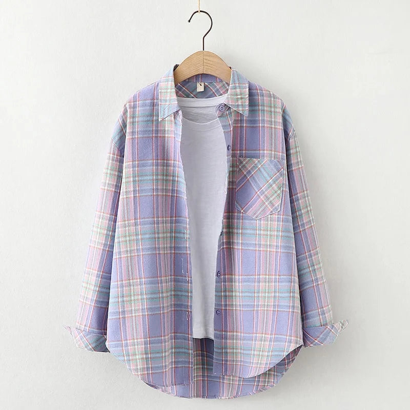 Elegant Casual Style Plaid Shirt Jacket