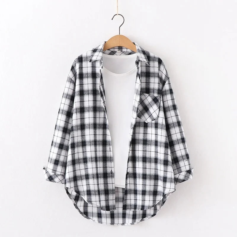 Elegant Casual Style Plaid Shirt Jacket