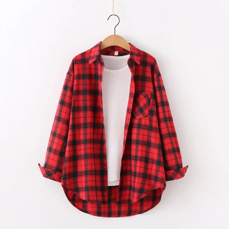 Elegant Casual Style Plaid Shirt Jacket