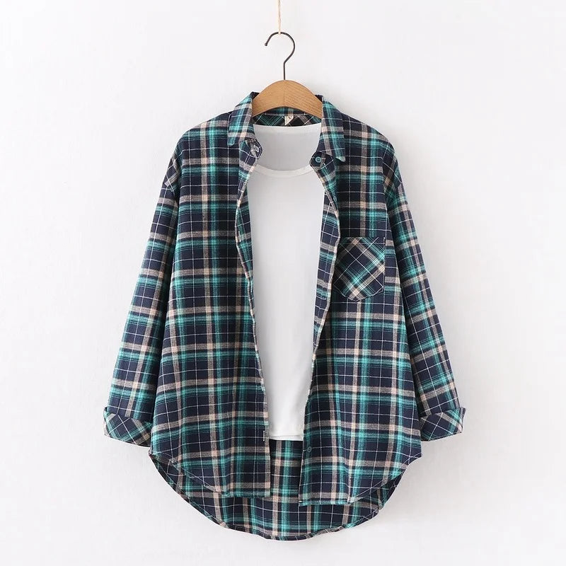 Elegant Casual Style Plaid Shirt Jacket