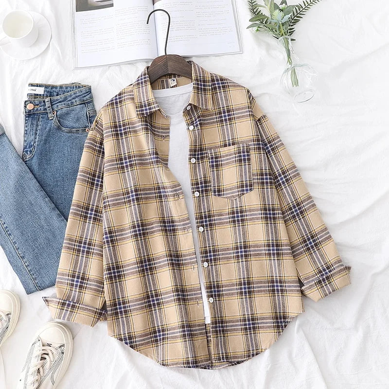 Elegant Casual Style Plaid Shirt Jacket