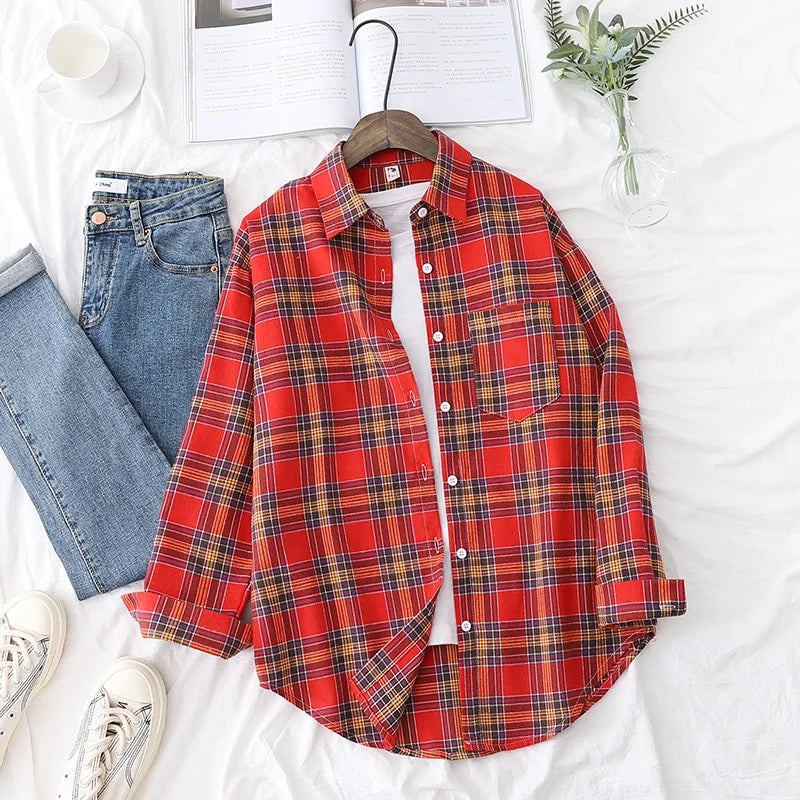 Elegant Casual Style Plaid Shirt Jacket