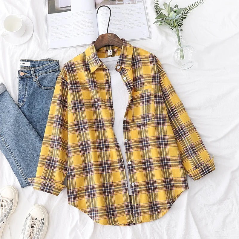 Elegant Casual Style Plaid Shirt Jacket