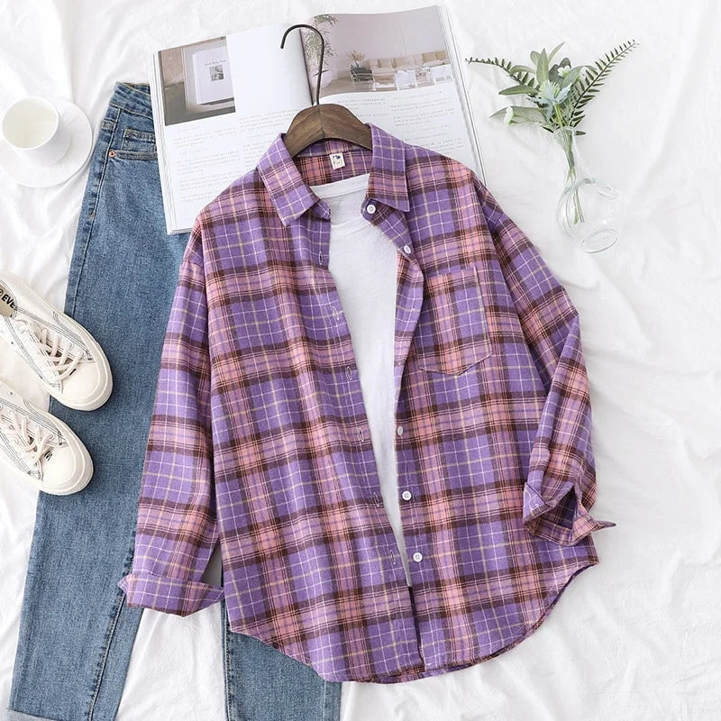 Elegant Casual Style Plaid Shirt Jacket