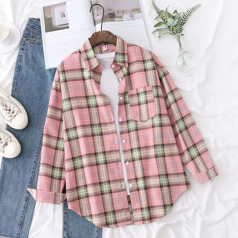 Elegant Casual Style Plaid Shirt Jacket