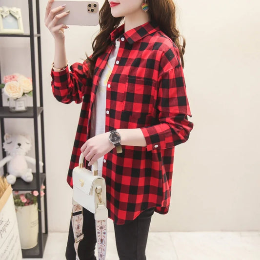 Elegant Casual Style Plaid Shirt Jacket