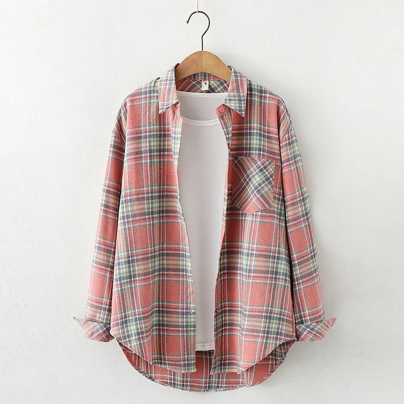 Elegant Casual Style Plaid Shirt Jacket