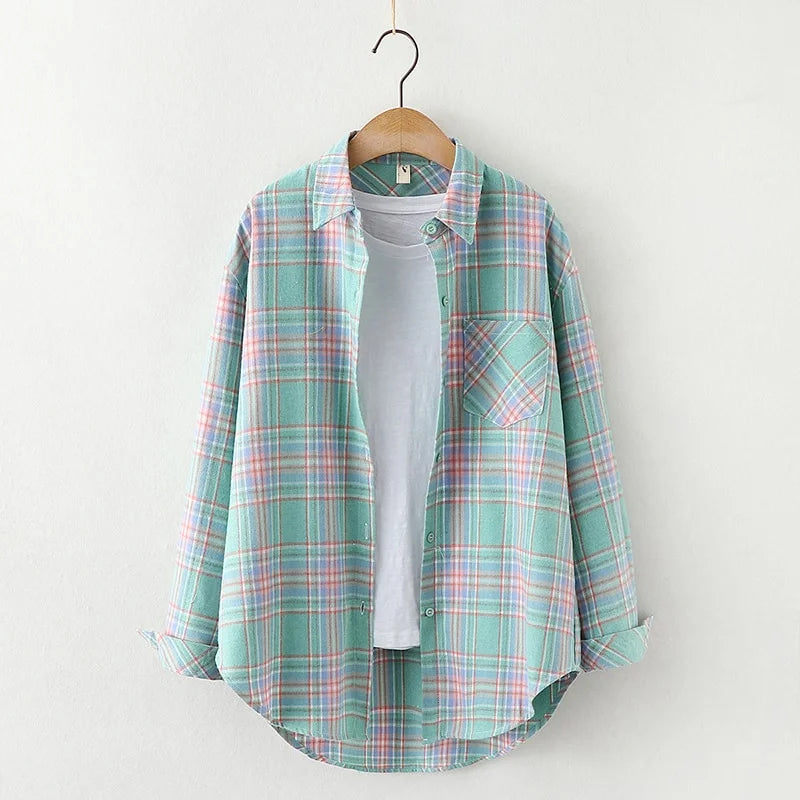 Elegant Casual Style Plaid Shirt Jacket