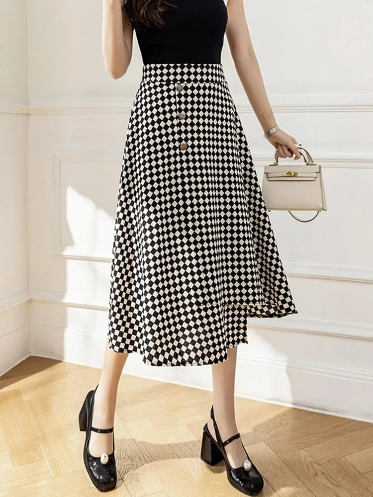 Elegant Plaid Wrap Skirt