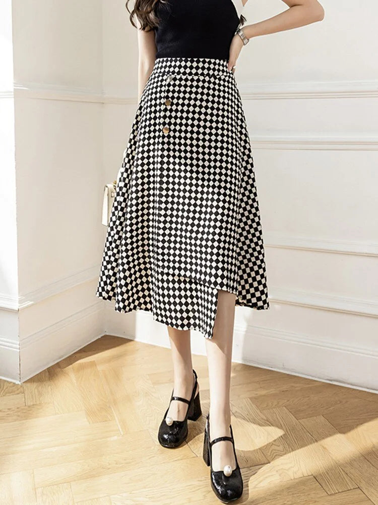 Elegant Plaid Wrap Skirt