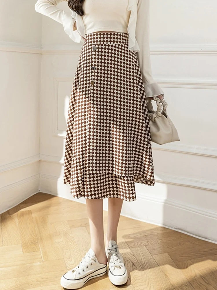 Elegant Plaid Wrap Skirt