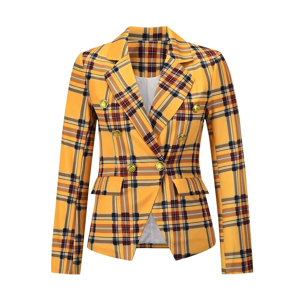 Fitted Plaid Blazer Jacket