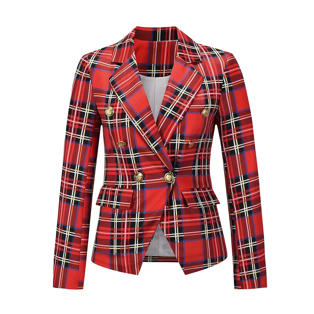 Fitted Plaid Blazer Jacket