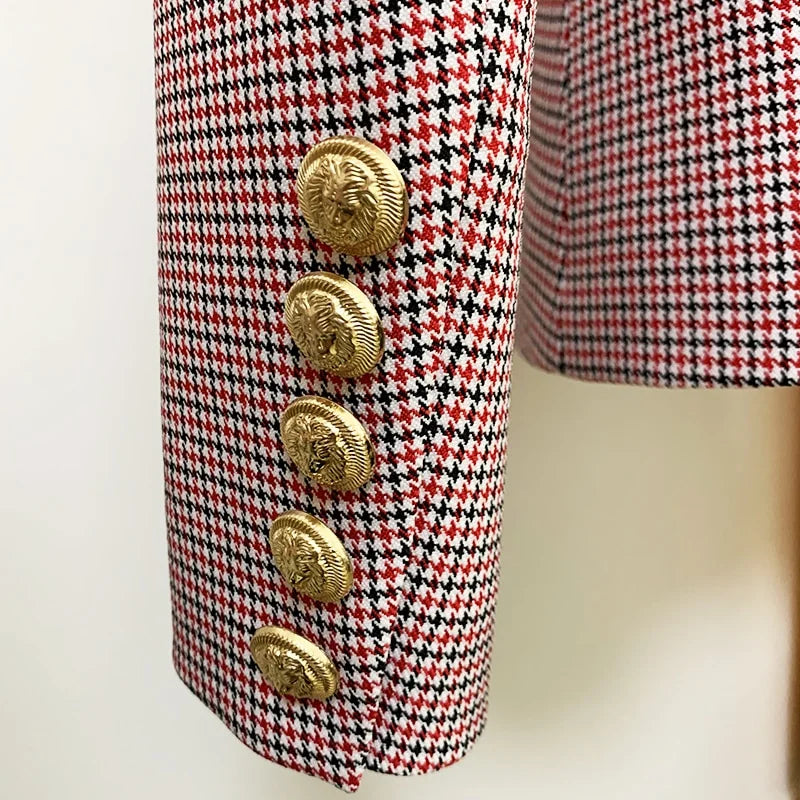 Glamorous Red Plaid Office Blazer