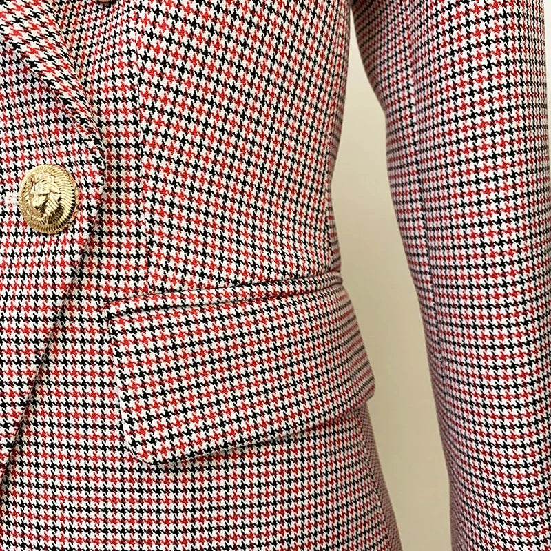 Glamorous Red Plaid Office Blazer