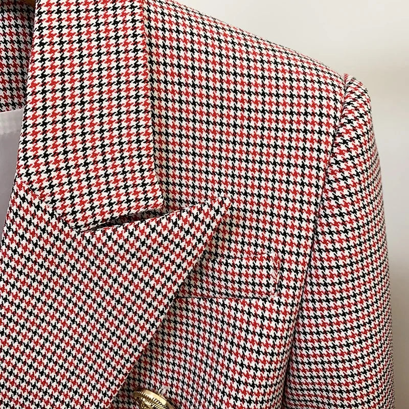 Glamorous Red Plaid Office Blazer