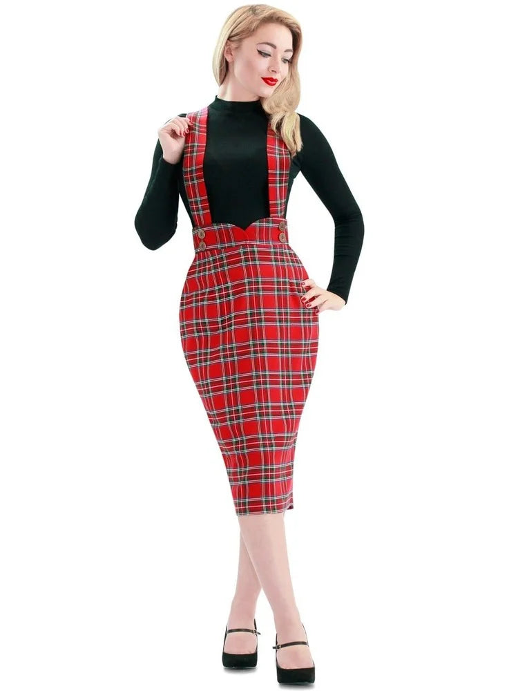 Knee-Length Plaid Pencil Skirt