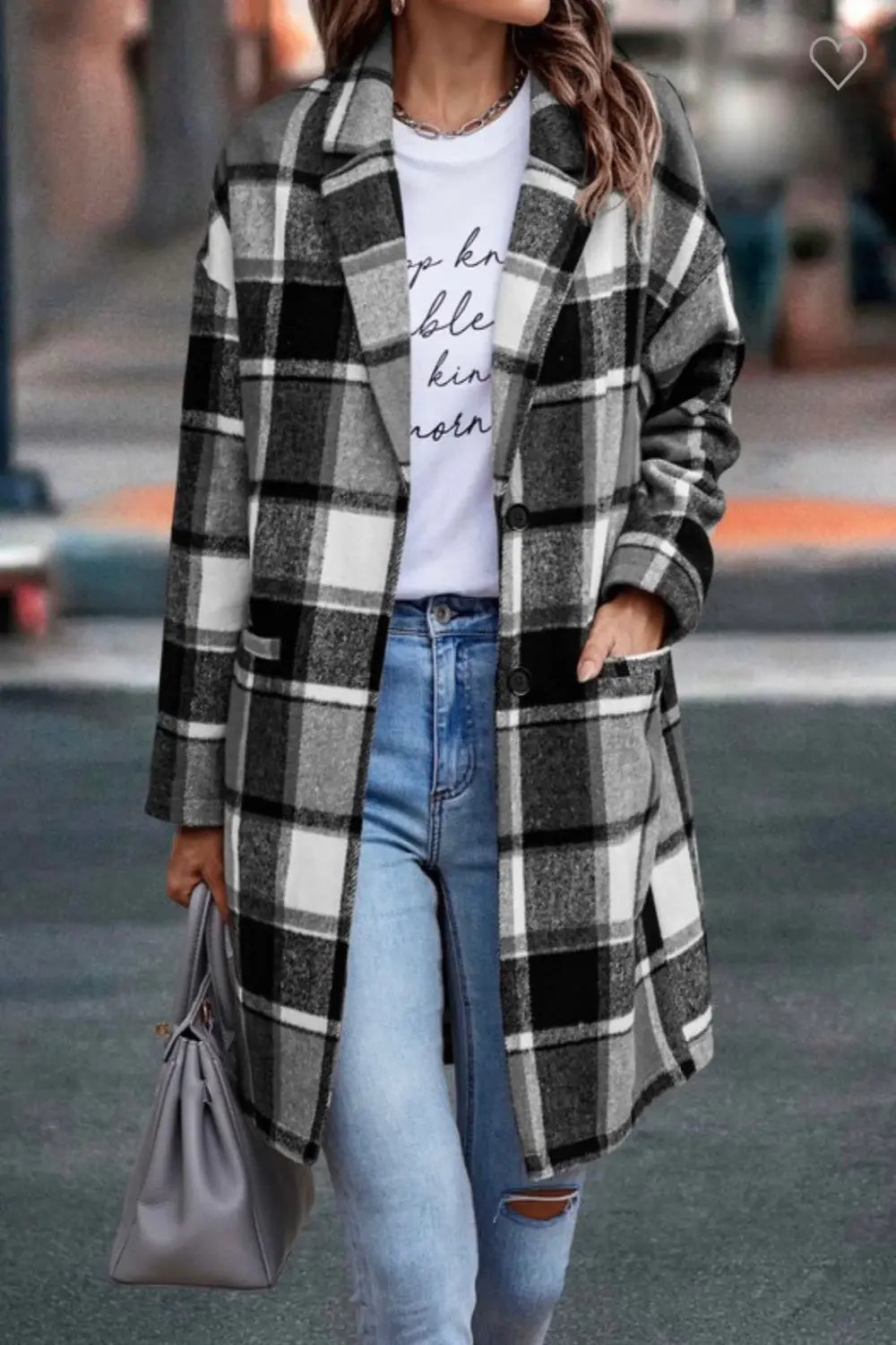 Long Casual Trendy Plaid Coat