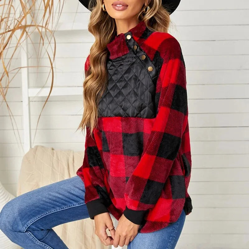 Long Sleeve Trendy Plaid Sweater